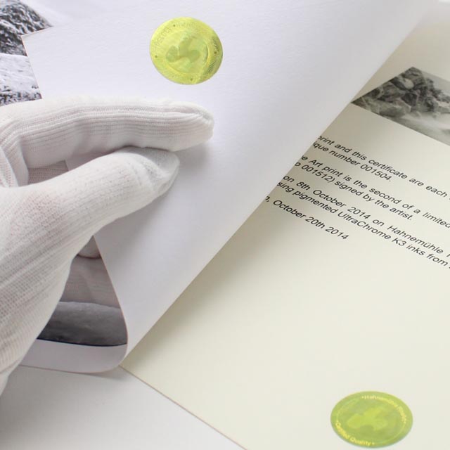 Hahnemuhle Certificate Sample